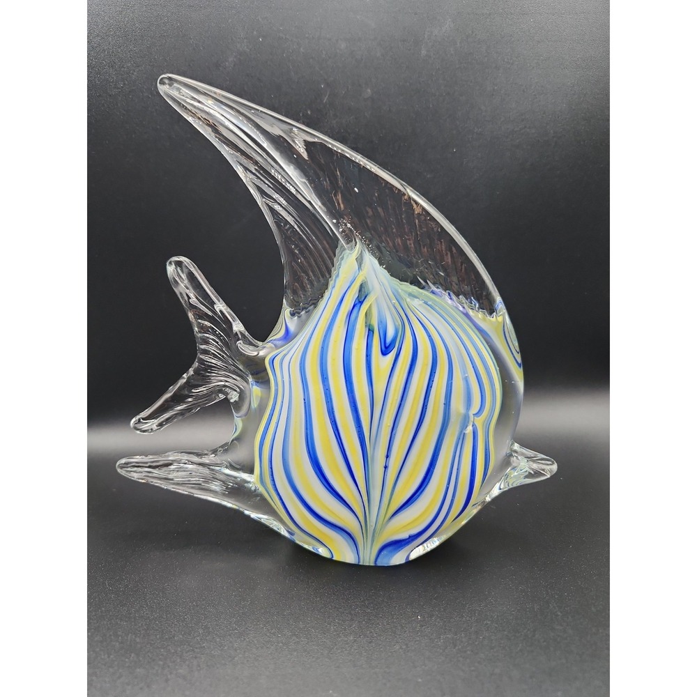 Dynasty Gallery  Hand Fused Glass Angelfish Figurine 6.25"
